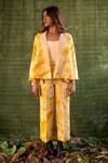 Kritika Murarka_Yellow Handloom Linen Tie And Dye Reversible Jacket_Online_at_Aza_Fashions