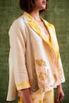 Kritika Murarka_Yellow Handloom Linen Tie And Dye Reversible Jacket_at_Aza_Fashions