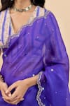 Shop_Pita Nila_Purple Satin, , Organza Beads, Soha Cutwork Bordered Saree With Blouse _Online_at_Aza_Fashions