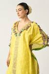 Buy Itrh Yellow Silk Chanderi Bandhani Plunge V Neck Babita Kaftan And Pant Set Online at Aza Fashions Buy_Itrh_Yellow Silk Chanderi Bandhani Plunge V Neck Babita Kaftan And Pant Set_Online_at_Aza_Fashions