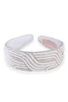 Hair Drama Co_White Cutdana And Beads Embellished Flat Headband _at_Aza_Fashions