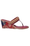 Buy_Veruschka By Payal Kothari_Maroon Embroidery Ghevar Floral Motifs Wedges _Online_at_Aza_Fashions