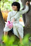 Shop_Panchhi By Kanupriya Tibrewala_White Cotton, Silk Embroidery, Gota Patti Kurta And Dhoti Pant Set_at_Aza_Fashions