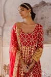 Gulabo Jaipur_Red Organza, Georgette Gota Patti Mallika Embroidered Anarkali With Dupatta _at_Aza_Fashions