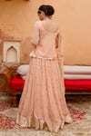 Gulabo Jaipur_Peach Georgette Embroidered Gota Patti Scoop Neck Shagun Work Kurta Lehenga Set _Online_at_Aza_Fashions