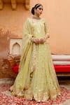 Gulabo Jaipur_Green Georgette Gota Patti Scoop Neck Shagun Work Kurta Lehenga Set _Online_at_Aza_Fashions