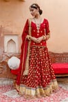 Buy_Gulabo Jaipur_Maroon Georgette Embroidered Gota Patti Nimrat Work Kurta Lehenga Set For Women_at_Aza_Fashions