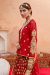 Shop_Gulabo Jaipur_Maroon Georgette Embroidered Gota Patti Nimrat Work Kurta Lehenga Set For Women_at_Aza_Fashions