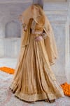 Buy_Gulabo Jaipur_Beige Tussar Satin Stripes Swara Lehenga Set With Unstitched Blouse Fabric _Online_at_Aza_Fashions