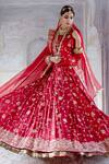 Buy_Gulabo Jaipur_Red Tussar Satin Floral Rati Lehenga Set With Unstitched Blouse Fabric _at_Aza_Fashions