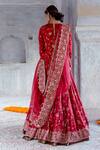 Shop_Gulabo Jaipur_Red Tussar Satin Floral Rati Lehenga Set With Unstitched Blouse Fabric _at_Aza_Fashions