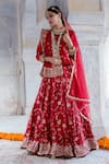 Buy_Gulabo Jaipur_Red Tussar Satin Floral Rati Lehenga Set With Unstitched Blouse Fabric _Online_at_Aza_Fashions