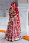 Buy_Gulabo Jaipur_Red Tussar Satin Floral Gayatri Lehenga Set With Unstitched Blouse Fabric _at_Aza_Fashions