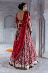 Gulabo Jaipur_Red Tussar Satin Floral Gayatri Lehenga Set With Unstitched Blouse Fabric _Online_at_Aza_Fashions