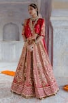 Buy_Gulabo Jaipur_Red Tussar Satin Tulsi Lehenga Set With Unstitched Blouse Fabric _at_Aza_Fashions