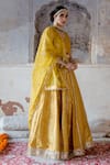 Buy_Gulabo Jaipur_Yellow Brocade Embroidered Swati Lehenga Set With Unstitched Blouse Fabric _Online_at_Aza_Fashions