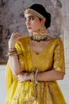 Shop_Gulabo Jaipur_Yellow Brocade Embroidered Swati Lehenga Set With Unstitched Blouse Fabric _at_Aza_Fashions