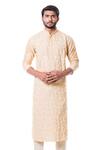 Buy Smriti By Anju Agarwal Beige Cotton Silk Embroidered Kurta Set at Aza Fashions Buy_Smriti By Anju Agarwal_Beige Cotton Silk Embroidered Kurta Set _at_Aza_Fashions