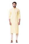 Smriti By Anju Agarwal_Yellow Cotton Silk Kurta Set _Online_at_Aza_Fashions