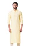 Buy_Smriti By Anju Agarwal_Yellow Cotton Silk Kurta Set _at_Aza_Fashions