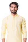 Shop_Smriti By Anju Agarwal_Yellow Cotton Silk Kurta Set _Online_at_Aza_Fashions