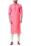 Buy_Smriti By Anju Agarwal_Pink Cotton Silk Embroidered Kurta Set _Online_at_Aza_Fashions
