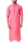 Buy_Smriti By Anju Agarwal_Pink Cotton Silk Embroidered Kurta Set _at_Aza_Fashions
