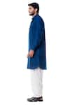 Smriti by Anju Agarwal_Blue Cotton Silk Linen Pathani Set_Online_at_Aza_Fashions