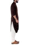 Smriti by Anju Agarwal_Brown Cotton Silk Draped Kurta Set _Online_at_Aza_Fashions