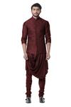 Buy Smriti By Anju Agarwal Maroon , Raw , Cotton Embroidered Bundi And Draped Kurta Set Online at Aza Fashions Buy_Smriti By Anju Agarwal_Maroon , Raw , Cotton Embroidered Bundi And Draped Kurta Set _Online_at_Aza_Fashions