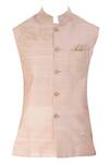 Buy_Smriti by Anju Agarwal_Beige Raw Silk Embroidered Bundi And Kurta Set _Online_at_Aza_Fashions