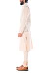 Smriti by Anju Agarwal_Beige Raw Silk Embroidered Bundi And Kurta Set _at_Aza_Fashions