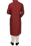 Shop_Smriti By Anju Agarwal_Maroon Cotton Silk Kurta Set _at_Aza_Fashions