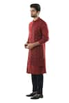 Smriti by Anju Agarwal_Maroon Twill Blend Embroidered Kurta Set _Online_at_Aza_Fashions