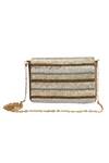 Buy_The Purple Sack_Brown Embroidery, Sequins Flap Clutch With Sling _at_Aza_Fashions