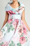 Buy_Gauri & Nainika_Blue Organza Floral Print Dress_Online_at_Aza_Fashions