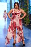 Gauri & Nainika_Pink Crinkled Chiffon Floral Print Sleeveless Dress_Online_at_Aza_Fashions