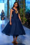 Gauri & Nainika_Blue Cluster Flared Sleeveless Dress_Online_at_Aza_Fashions