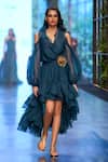 Gauri & Nainika_Green Cold Shoulder Dress_Online_at_Aza_Fashions