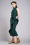 Gauri & Nainika_Green Micro Halter Backless Ruffle Dress _Online_at_Aza_Fashions