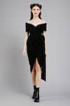 Buy_Gauri & Nainika_Black Micro Off Shoulder Wrap Dress _at_Aza_Fashions