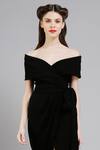 Buy_Gauri & Nainika_Black Micro Off Shoulder Wrap Dress _Online_at_Aza_Fashions