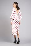 Shop_Gauri & Nainika_White Micro Boat Polka Dot Print Dress _at_Aza_Fashions
