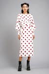 Buy_Gauri & Nainika_White Micro Boat Polka Dot Print Dress _at_Aza_Fashions