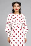 Buy_Gauri & Nainika_White Micro Boat Polka Dot Print Dress _Online_at_Aza_Fashions