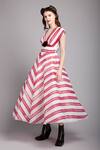 Buy_Gauri & Nainika_White Organza V Neck Printed Flared Dress _at_Aza_Fashions