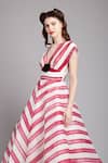 Buy_Gauri & Nainika_White Organza V Neck Printed Flared Dress _Online_at_Aza_Fashions