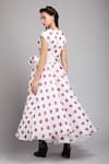 Shop_Gauri & Nainika_White Organza V Neck Polka Dot Print Dress _at_Aza_Fashions