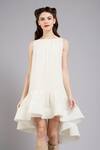 Buy_Gauri & Nainika_White Crepe Bateau High Low Trapeze Dress _Online_at_Aza_Fashions