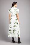 Shop_Gauri & Nainika_White Micro Spread Collar Floral Print Midi Dress _at_Aza_Fashions